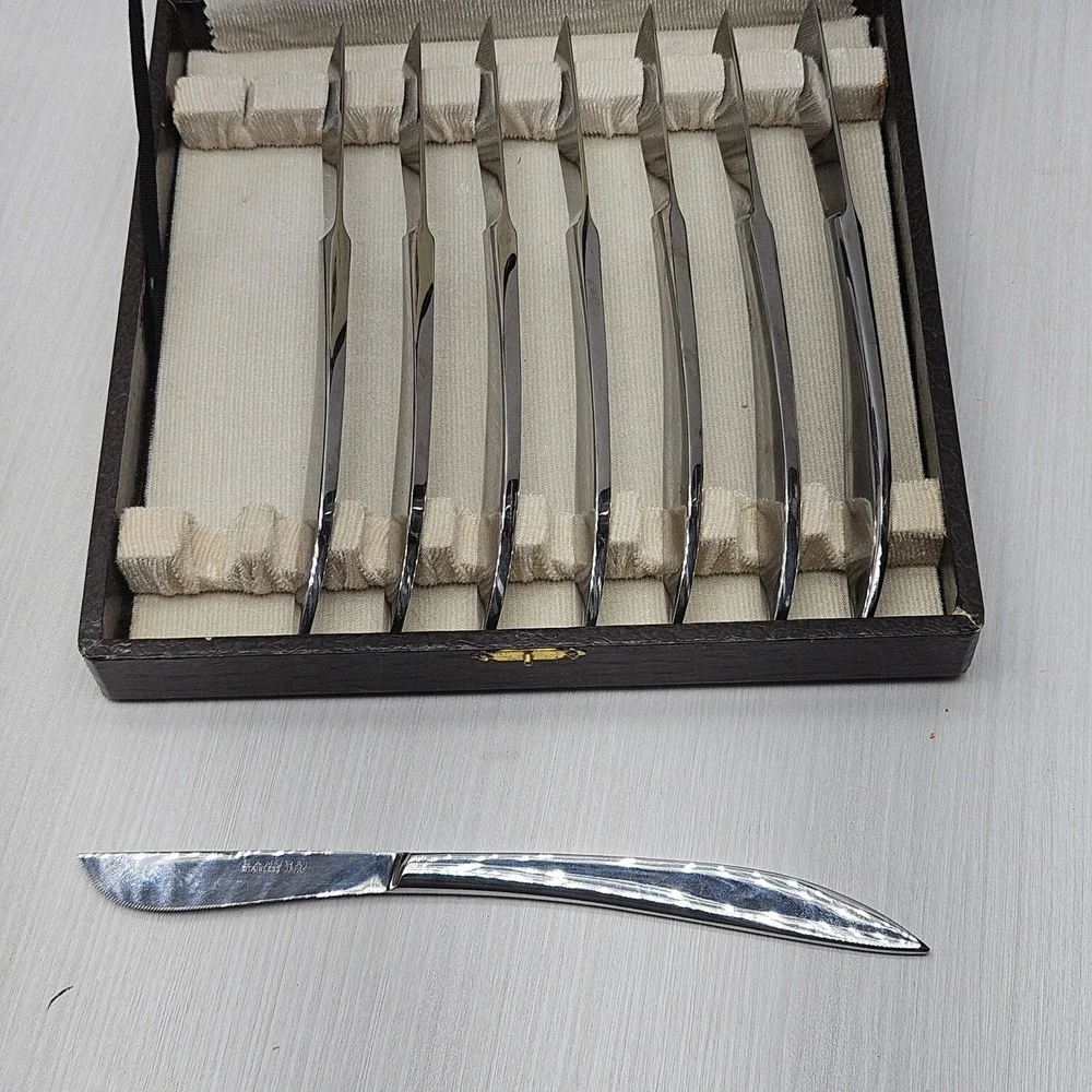 Vintage Samurai Cutlery 8 Piece Steak Knife Set Pioneer Products Japan with Case